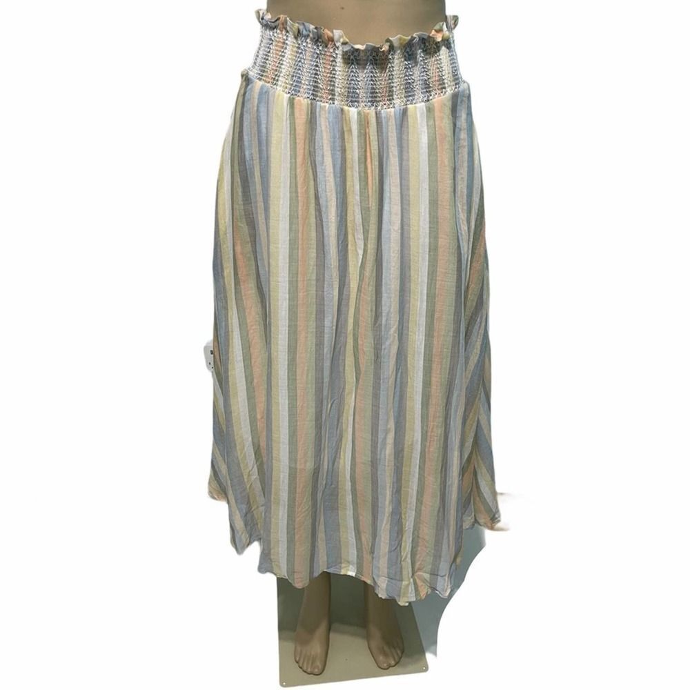 Mix‎ Nouveau Striped Peasant Skirt White Medium